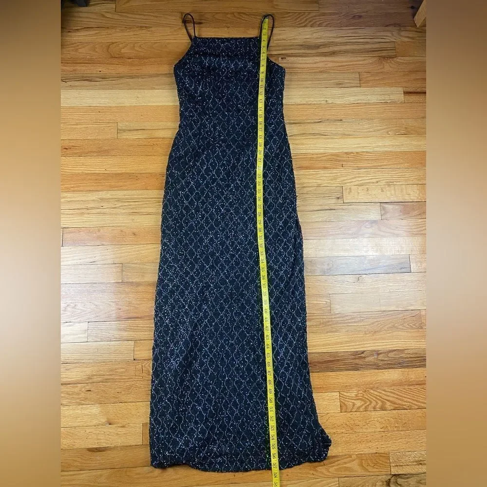 Vintage Reggio Black Beaded Hauler Maxi Gown Size Small